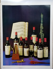 Vintage 1972 Promotional Wine Poster Chateau Mouton Rothschild 1950's/60s Wines picture