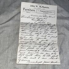 1900 Burial Demand Letter: John W McMeekin: Georgetown Kentucky Funeral Director picture