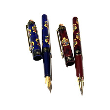 2 VTG MICRO CERAMIC Fine Ballpoint and Fountain Pen - Red Blue /Refillable Ink picture