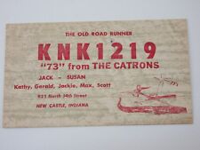 Vintage Amateur Ham Radio QSL Postcard Card KNK 1219 New Castle, IN - Roadrunner picture