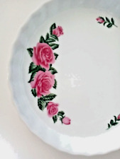 Baking Pie Dish Christine Holm White and Floral Ceramic 9.5 x 1.5 inches picture