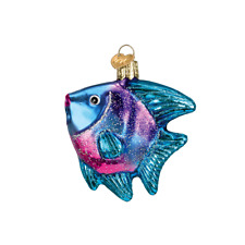 Old World Christmas Tropical Angelfish-Blue/Purple Blown Glass Ornament #12383 picture