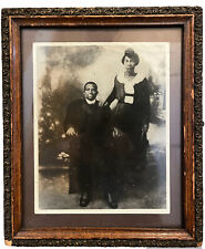 Antique Framed Black & White Photo African-American Couple Portrait picture