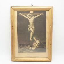 Antique Jesus Died On The Cross Print Gold Frame picture