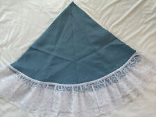 Vintage White Lace Trim Round Blue Tablecloth 68” New No Tag picture