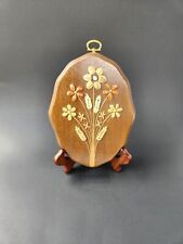 Vtg Wood Plaque Seed Flower Art picture