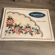 New Vintage English Life Poinsettia Cork Placemats Christmas Holiday Set Of 4 picture