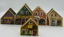 VINTAGE 80s FOLK ART CONNECTICUT VILLAGE BUILDINGS HANDCRAFTED BY NORMA FRANCINI picture