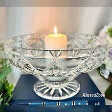 Vintage Cut Crystal Bowl Footed Clear Flower Vase Centerpiece Fruit Bowl picture