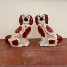 Perfect STAFFORDSHIRE RUSSET RED & WHITE SPANIEL DOGS PAIR picture