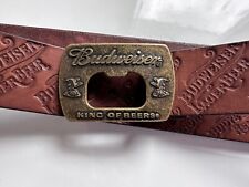 Budweiser King Of Beers Vintage Leather Belt Bottle Opener Rare Brown picture