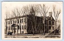 1912 BRITT IOWA HIGH SCHOOL BUILDING OLD CAR TO H ERICKSON CEADR RAPIDS POSTCARD picture
