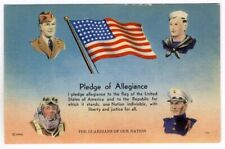 PLEDGE OF ALLEGIANCE to United States Linen Postcard ARMY Navy AIR FORCE Marines picture