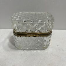 Small Antique molded and gilt metal mounted glass box, 4” x 4” x 3