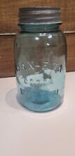 Vintage Wan-Eta Cocoa Boston Aqua Jar W/ Zinc Lid C1900-1930 picture