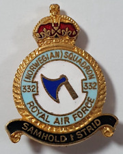 RAF Royal Air Force Enamel Pin Badge - 332 Norwegian Squadron - Kings Crown - picture