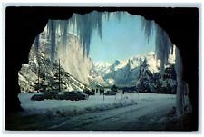 c1950's Yosemite National Park California Wawona Tunnel Entrance Winter Postcard picture