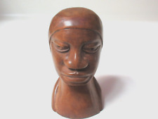 HAND CARVED WOODEN AFRICAN WOMEN BUST FIGURINE STATUE - 6.5