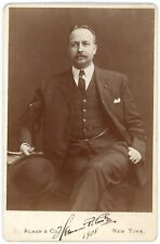 CIRCA 1908 Dated & Signed CABINET CARD Handsome Distinguished Man Mustache & Hat picture