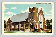 Pratt KS-Kansas, First Baptist Church, Religion, Antique, Vintage Postcard picture