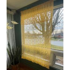 Vintage 1970s net mesh curtain, yellow , single panel or valance, rod pocket picture