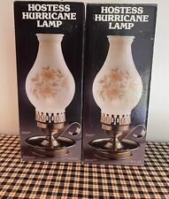 VTG Pair Crownreative Industries Hostess  Hurricane Lamps Frosted Glass picture
