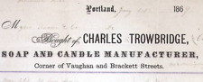 1869 Charles Trowbridge Soap and Candle Manufacturer Billhead PORTLAND ME picture