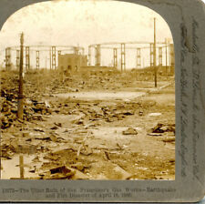 SAN FRANCISCO EARTHQUAKE, Ruins of S.F. Gas Works By Quake & Fire-Stereoview E78 picture