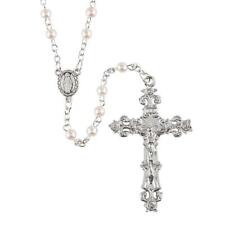 Pink Glass Round Pearl Rosary Catholic Praying Rosery for Men & Women, Pack of 4 picture