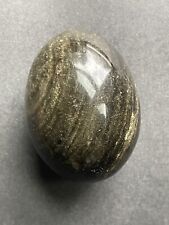 Gold Sheen Obsidian Egg Oval Vintage Paperweight Figurine Minimalist MCM picture