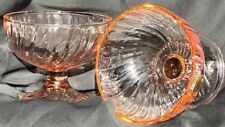 Luminarc Verreire D’ Arques France 2 Pink Depression Glass Footed Sherbet Goblet picture