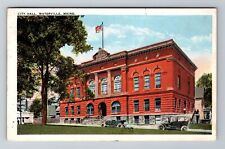 Waterville ME-Maine, City Hall, Motor Cars, Vintage c1920 Souvenir Postcard picture
