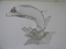 LENOX CRYSTAL STANDING DOLPHIN FROSTED WAVES NOS picture