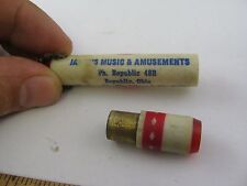 Vintage Bullet Pencil Case Jacob's Music & Amusements Pin Balls Republic Ohio  picture