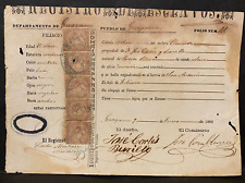 Puerto Rico 1869, Registro Esclavo+ 5 Sellos Ultramar 40ct, GUAYAMA Male 15 Años picture