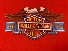 VTG 1980s 3D Emblem Harley Davidson T-shirt 2 Side Eagle Graphic Red SzXL picture