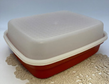 Tupperware Large Full Size Season-Serve Marinade Container Reddish Orange  EUC picture