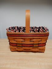 Patriotic Longenberger Red White & Blue Basket with Liner and Plastic Liner 1994 picture