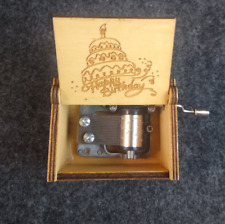 Happy Birthday Wood Music Box Hand Cranked No Batteries Needed Musical Gift picture