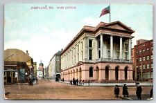 Postcard Post Office, Portland, Maine trolley car Unposted picture