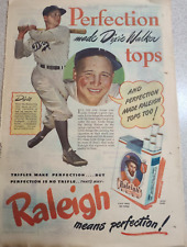 1947 Dixie Walker Brooklyn Dodgers Baseball Raleigh Cigarette Print Ad Rare  picture
