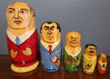 Vtg USSR/Russian/Soviet Political Leaders Wooden Nesting Dolls  Hand-Painted 5 picture