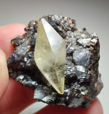 Sphalerite and a nice Calcite crystal. Elmwood Mine, Tennesee. 47 grams. Video. picture
