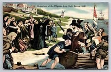 Departure of the Pilgrims from Delft Haven Holland 1620 Postcard picture