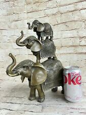 Western Pure Bronze Marble Art Deco Sculpture lucky Elephant Figurine Statue NR picture