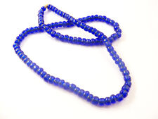 1800s Native American Cobalt Glass Trade Beads on Dear Skin Strands picture