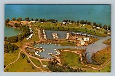 Union Springs Aerial Hibiscus Yacht Harbor Cayuga Lake Vintage New York Postcard picture