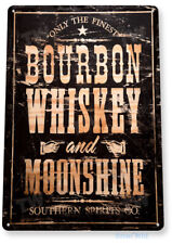 TIN SIGN Bourbon Whiskey Black Rustic Moonshine Sign Bar Pub Store Cave A025 picture