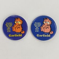 2 Vintage Garfield Fat Cat Button Pins Jim Davis 