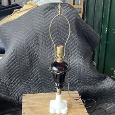 Stunning Antique Amethyst And Milk Glass Electric Converted Oil Kerosene Lamp picture